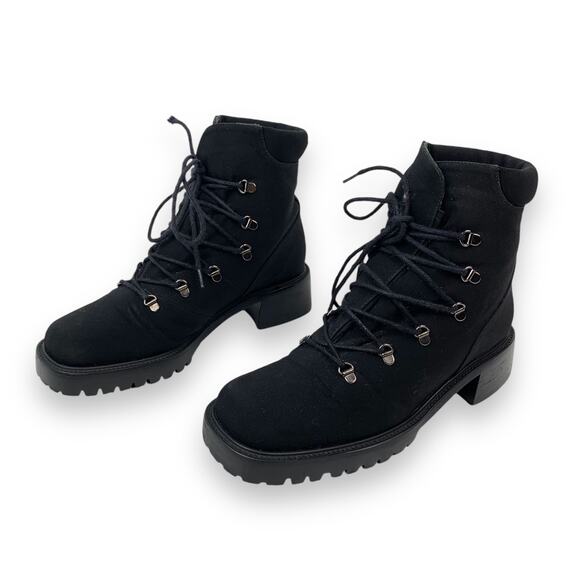 Vintage STUART WEITZMAN black lace up chunky block heel combat boots - Picture 13 of 16